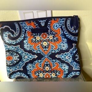 Vera Bradley Navy and Orange Floral Cosmetic Bag